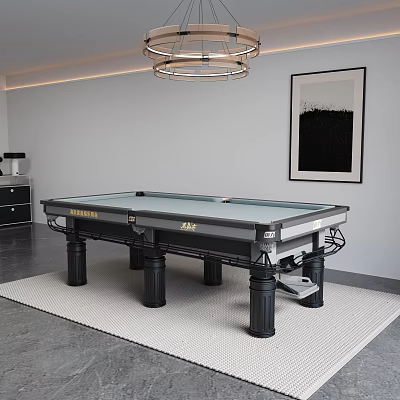 Modern Entertainment Billiard Table With Black Frame Green Felt Surface Sturdy Legs In Contemporary Room 3d model