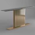 Modern Console Table With Marble Top And Gold Metal Striped Frame Design 3d model