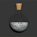 Transparent Glass Bottle With Round Body And Cork Stopper Containing White Substance