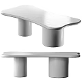 Modern Minimalist White Desk with Cylindrical Legs and Sleek Surface Design