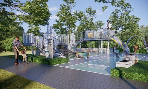 Modern children's play area 3d model