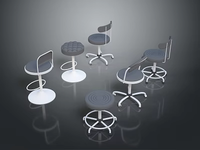Modern Office Chairs In Various Styles With Swivel Bases And Padded Seats 3d model