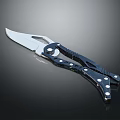 Tactical Folding Knife With Sharp Metal Blade And Blue Handle Design