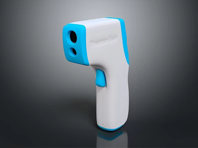 Medical Device Handheld Non Contact Forehead Thermometer With White And Blue Design For Temperature Check 3d model
