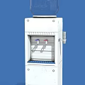 White Vertical Water Dispenser With Cold Hot Taps And Blue Drip Tray Daily Use Appliance