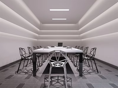 Modern Conference Room Interior With Conference Table Stylish Chairs And Ceiling Lighting 3d model