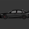 Modern Black Sporty Sedan With Red Interior Rear Spoiler And Alloy Wheels