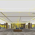 Luxurious Hotel Lobby Interior With Pine Bonsai Marble Flooring And Reception Desk
