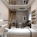 Elegant Beauty Hair Salon Interior With Beauty Bed Styling Station And Decorative Mirrors