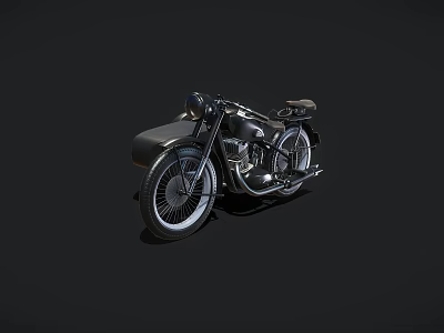 Vintage Motorcycle With Classic Black Body Chrome Details And Leather Seat 3d model