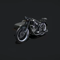 Vintage Motorcycle With Classic Black Body Chrome Details And Leather Seat