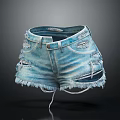 Stylish Light Blue Denim Shorts With Distressed Ripped Details And Frayed Hem