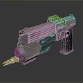 Futuristic Metallic Weapon Design With Mechanical Grip And Barrel Structure