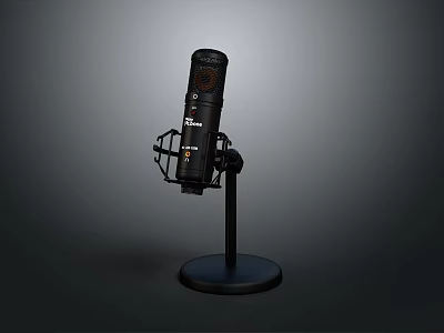High Quality Professional Black Microphone With Adjustable Stand For Studio Recording 3d model