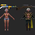 Game and Movie Character Designs Featuring Diverse Armor Swords Shields and Weapons 3d model