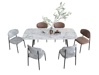 Modern Dining Table and Chair 3d model