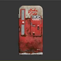 Retro Vintage Red Coca-Cola Vending Machine On Stained Blue Mat