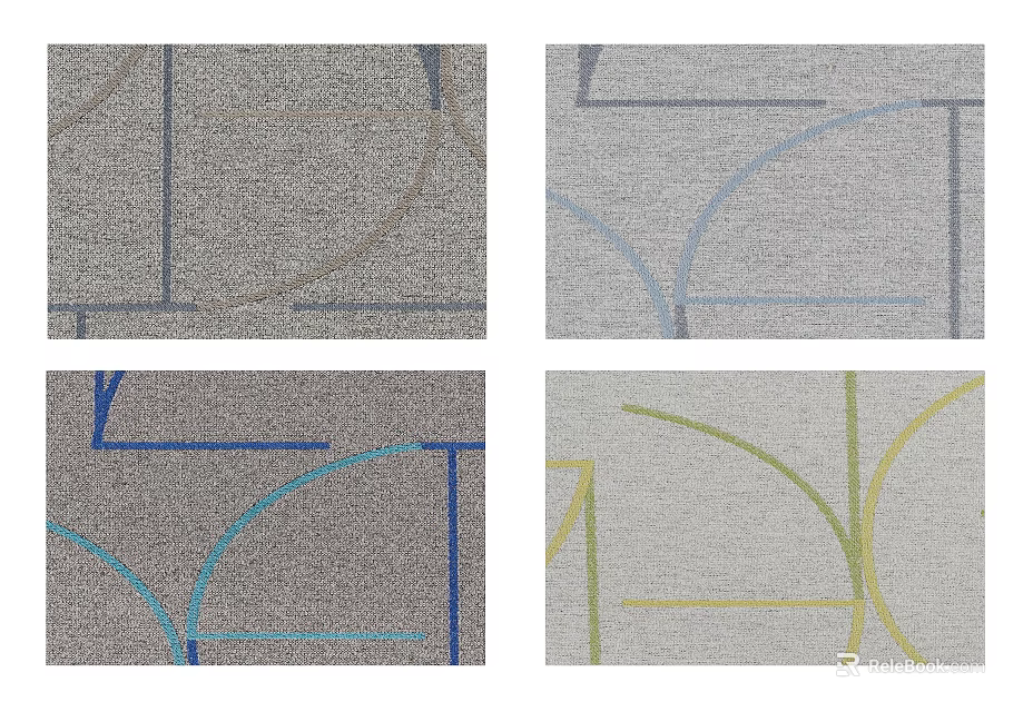 Modern Square Carpet With Geometric Line Patterns In Multiple Color Options 3d model