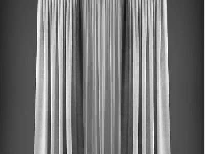 Elegant Pleated Curtains With Soft Linen Fabric For Modern Window Decoration 3d model