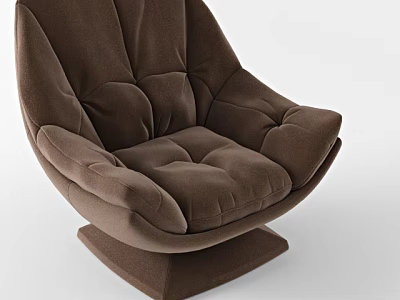 Brown Velvet Single Sofa With Padded Seats Tufted Details And Sturdy Base 3d model