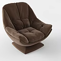 Brown Velvet Single Sofa With Padded Seats Tufted Details And Sturdy Base