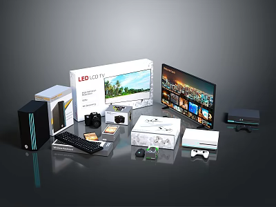 Various Electronic Devices Including LED LCD TV Computer Camera And Gaming Accessories 3d model