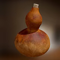 Vintage Brown Wooden Gourd Shaped Artistic Decorative Ornament Set With Carved Patterns