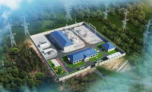 Modern Substation Longxiang Terrain 3d model