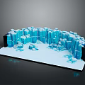 3D Ice Cave Structure With Blue Ice Blocks Icicles And Snowy Ground 3d model