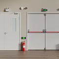 Fire Safety Equipment Including Fire Doors Fire Extinguishers And Exit Signs In Building