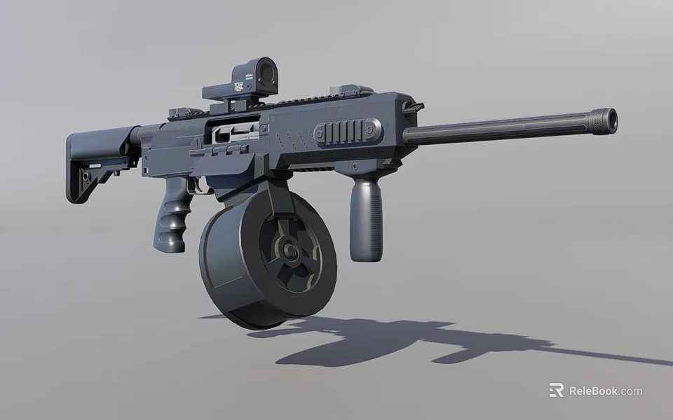 Tactical Modern Firearm With Magazine Optic Sight Black Design And Ergonomic Grip 3d model 