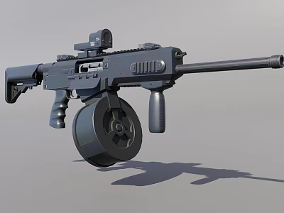 Tactical Modern Firearm With Magazine Optic Sight Black Design And Ergonomic Grip 3d model