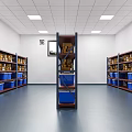 Indoor Traffic Safety Storage With Red White Cones Yellow Red Barriers And Shelves
