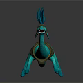 Detailed Turquoise Fantasy Dragon Figurine Wearing Armor Helmet And Finned Tail