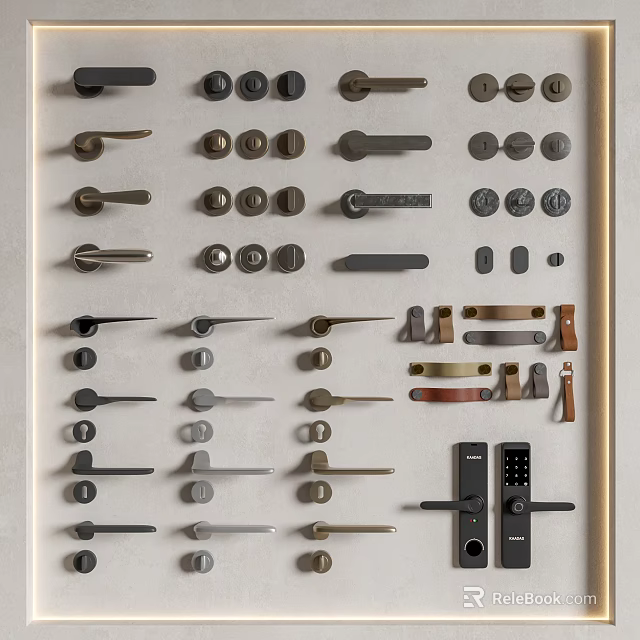Various Modern Door Handles With Different Styles And Finishes For Home Decor 3d model 