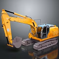 3D Rendered Detailed Yellow Construction Excavator With Tracked Undercarriage And Front Bucket