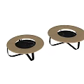 Modern Round Coffee Table With Wooden Top And Glass Inset Black Cross Legs Design