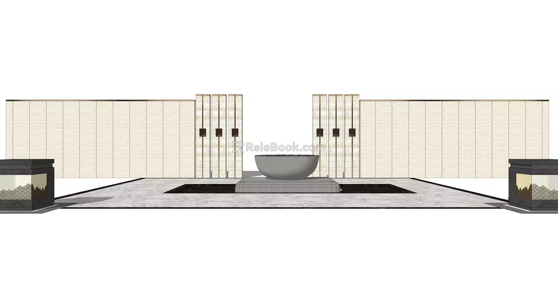New Chinese style landscape wall Enclosing wall 3d model