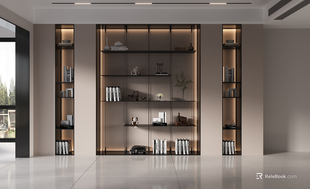 Modern bookcase whole house customization texture