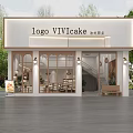 Cozy Dessert Shop Interior With Pastry Display And Large Windows 3d model