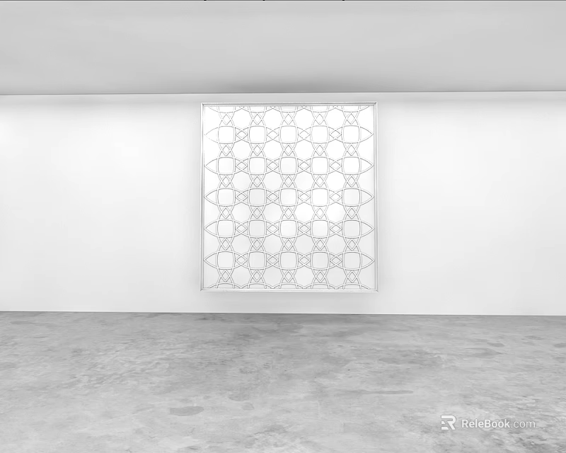 Modern Minimalist Room Divider With Geometric Pattern In Spacious White Interior 3d model