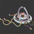 Circular Base Electronic Device With Arched Structure And Colorful Connecting Cables 3d model