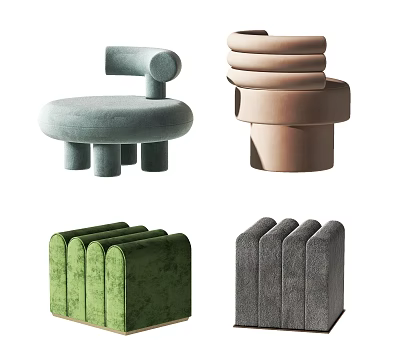 Modern Velvet Sofa Stools In Multicolor Designs With Minimalist Stylish Look 3d model