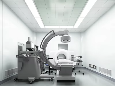 Modern Operating Room With Advanced Medical Scanner And Ceiling Lights 3d model