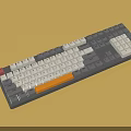 Mechanical Keyboard with Gray White Orange Keycaps and Red Accent Key Design