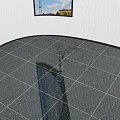 Glass Vase With Green Branches On Dark Tiled Floor By Window With Blue Sky