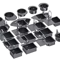 Various Kitchen Sink Designs Featuring Single Double Bowl And Modern Configurations 3d model
