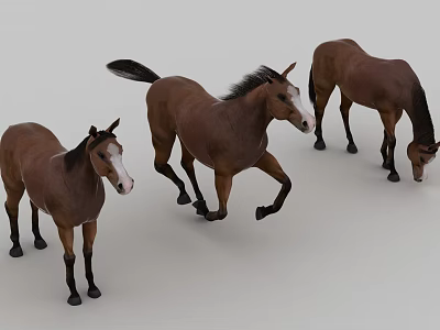 The picture focuses on horses (mammals) rather than reptiles, so it's impossible to generate an English title with "reptiles" as the main subject based on the key information of the picture. 3d model