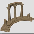 Classical Stone Architectural Component Featuring Columns Arched Base And Carved Details 3d model