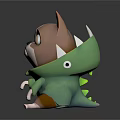 Sad Looking 3D Model Dog Wearing Green Hoodie Sitting On Reflective Black Surface